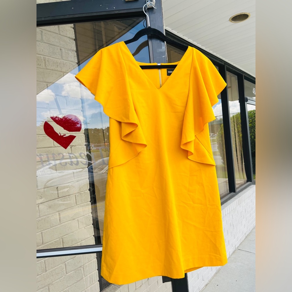 Yellow Ruffled Mini Sundress V-Neck Flutter Sleeves